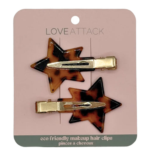 Love Attack Dark Tortoiseshell Creaseless Hair Clips - Star