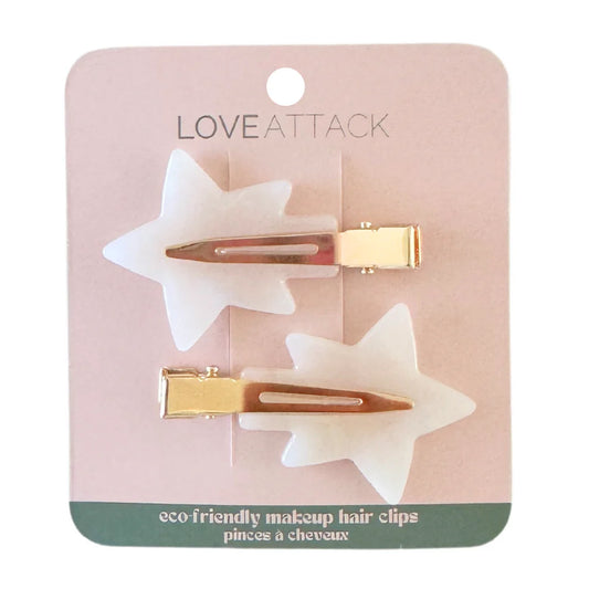 Love Attack White Creaseless Hair Clips - Star