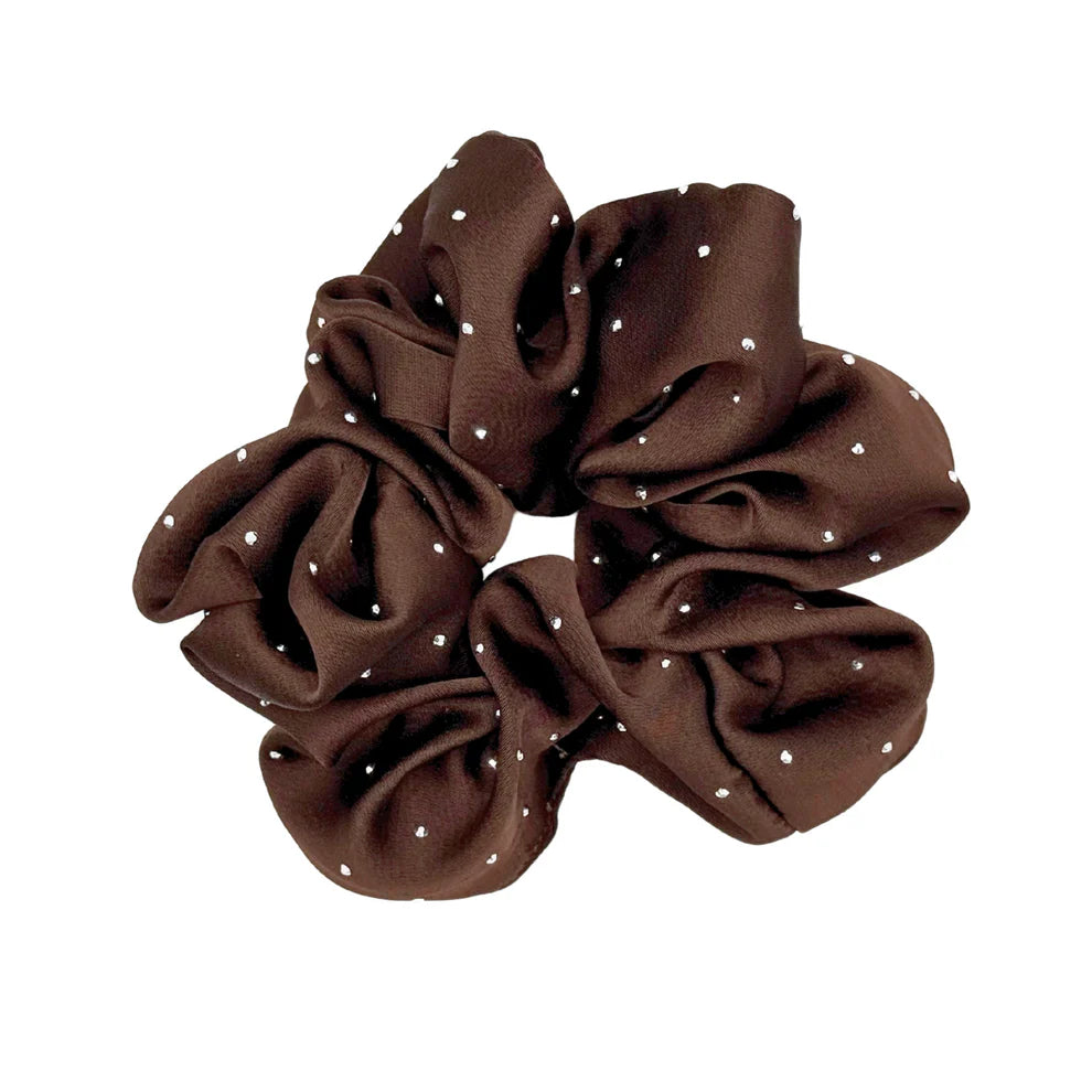 Love Attack Chocolate Brown Sparkle Satin Scrunchie