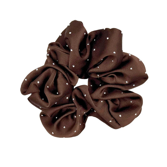 Love Attack Chocolate Brown Sparkle Satin Scrunchie