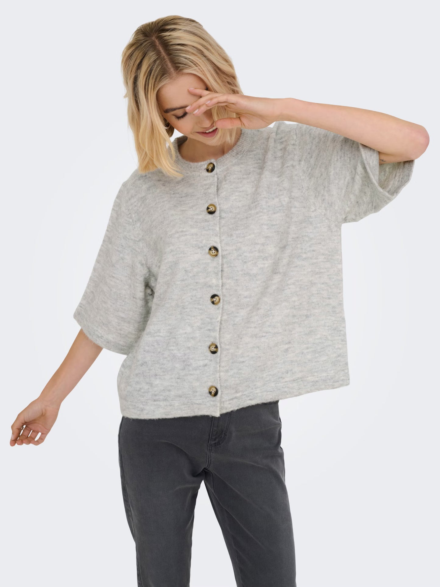 ONLY Light Grey Melange Camilla Cardigan