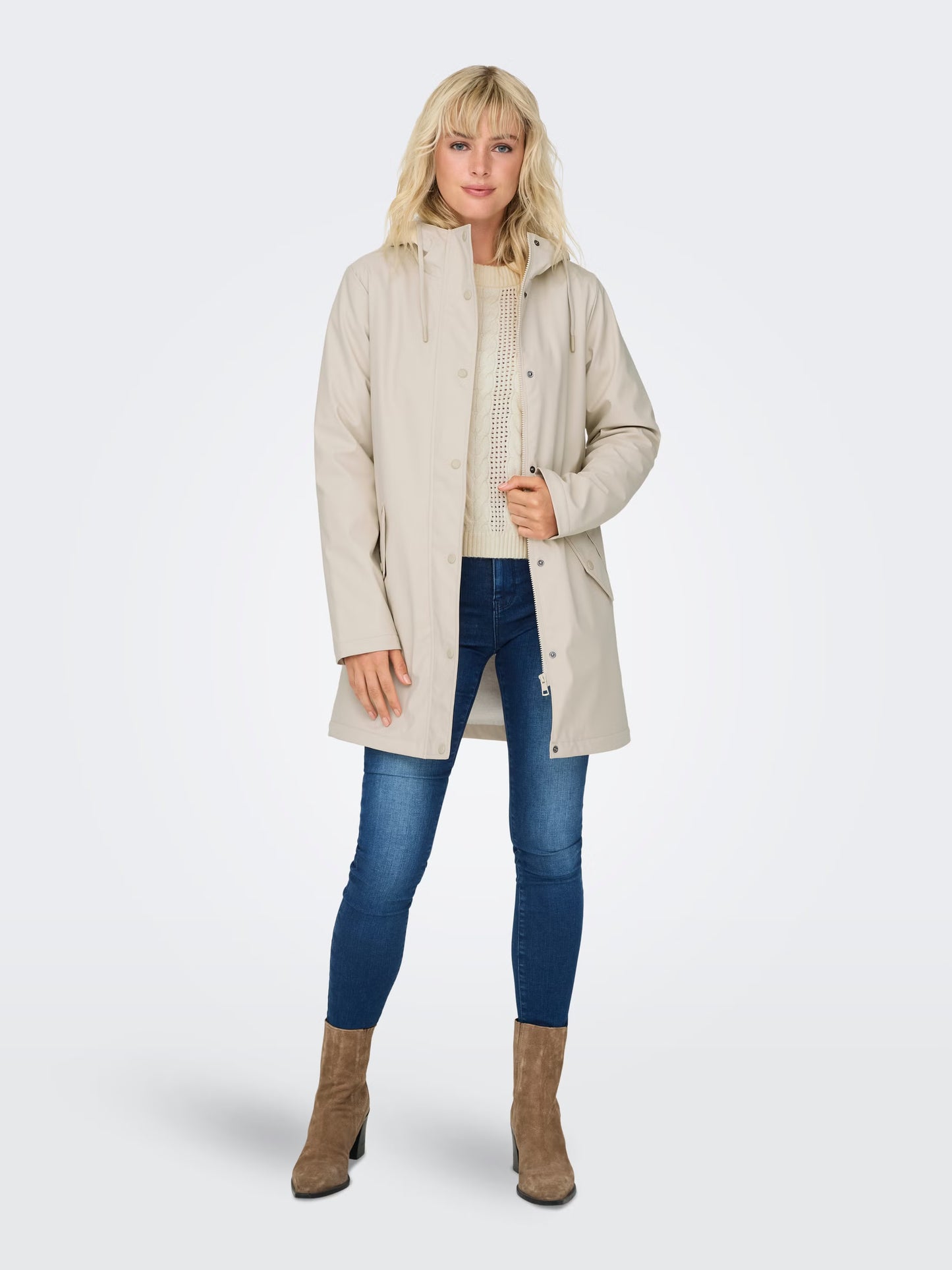 ONLY Oatmeal Sally Padded Raincoat