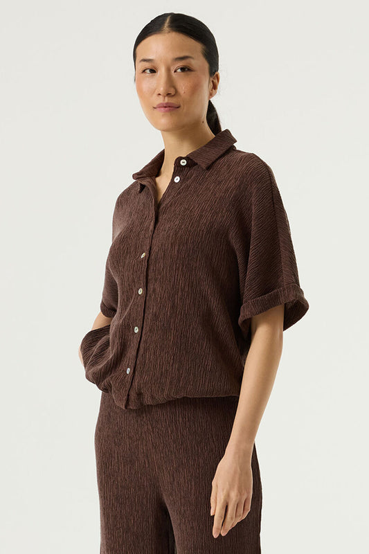 Garcia Brown Crinkle Blouse