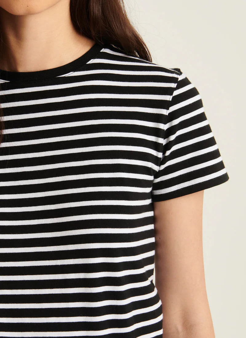 Patrick Assaraf Black Iconic Classic Stripe Crew T-Shirt