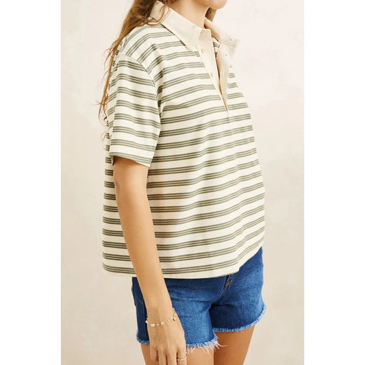 Rhythm Vintage Stripe Rugby Short Sleeve Shirt