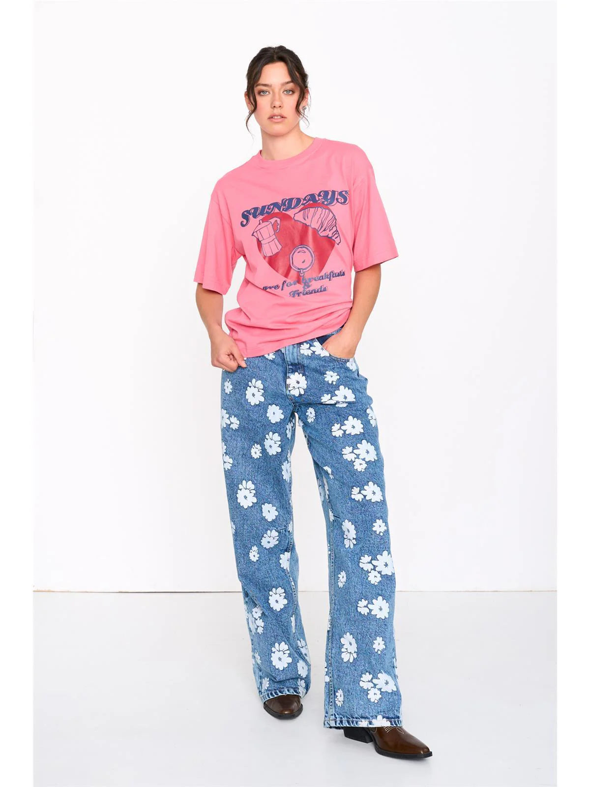 24COLOURS Pink Cotton Tee