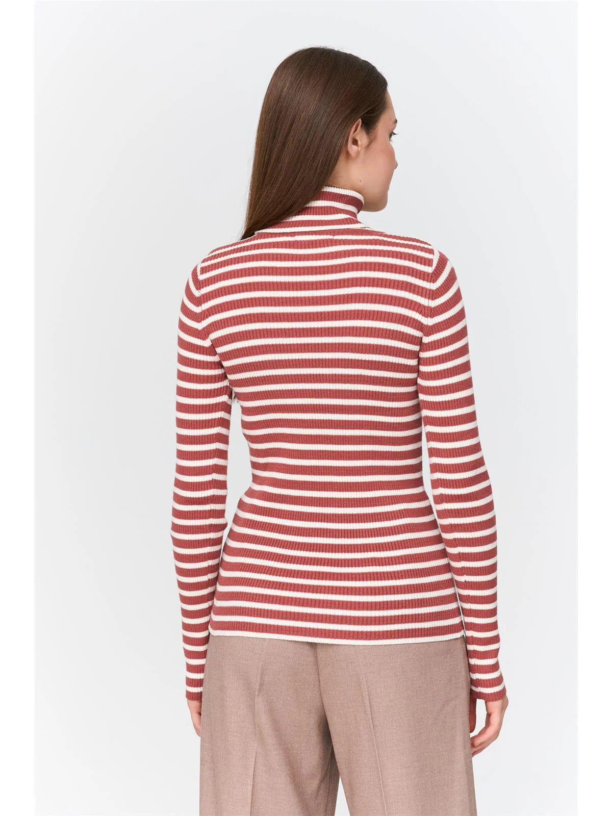 24COLOURS Rose Striped Turtleneck
