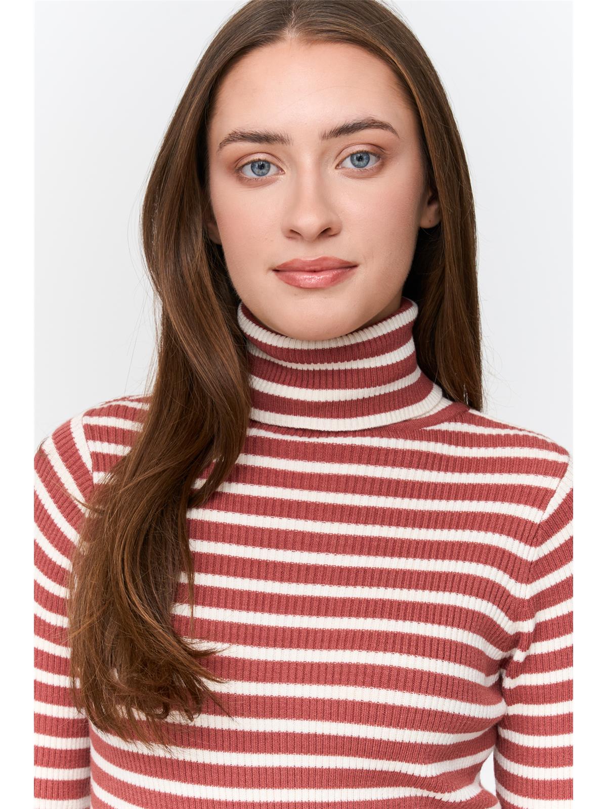 24COLOURS Rose Striped Turtleneck