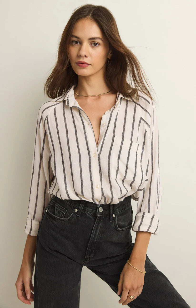 Z Supply Black The Perfect Linen Top