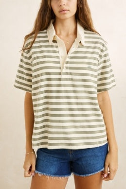 Rhythm Vintage Stripe Rugby Short Sleeve Shirt