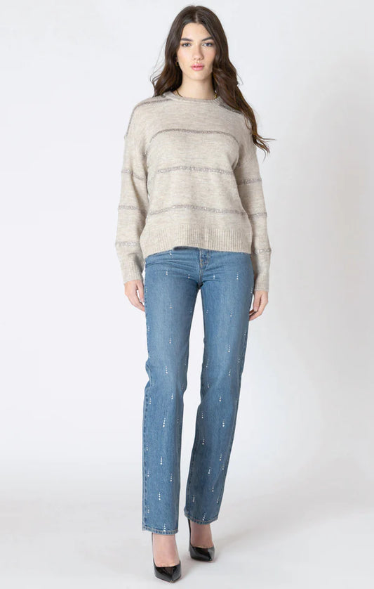 Dex Light Oat Sequin Stripe Sweater