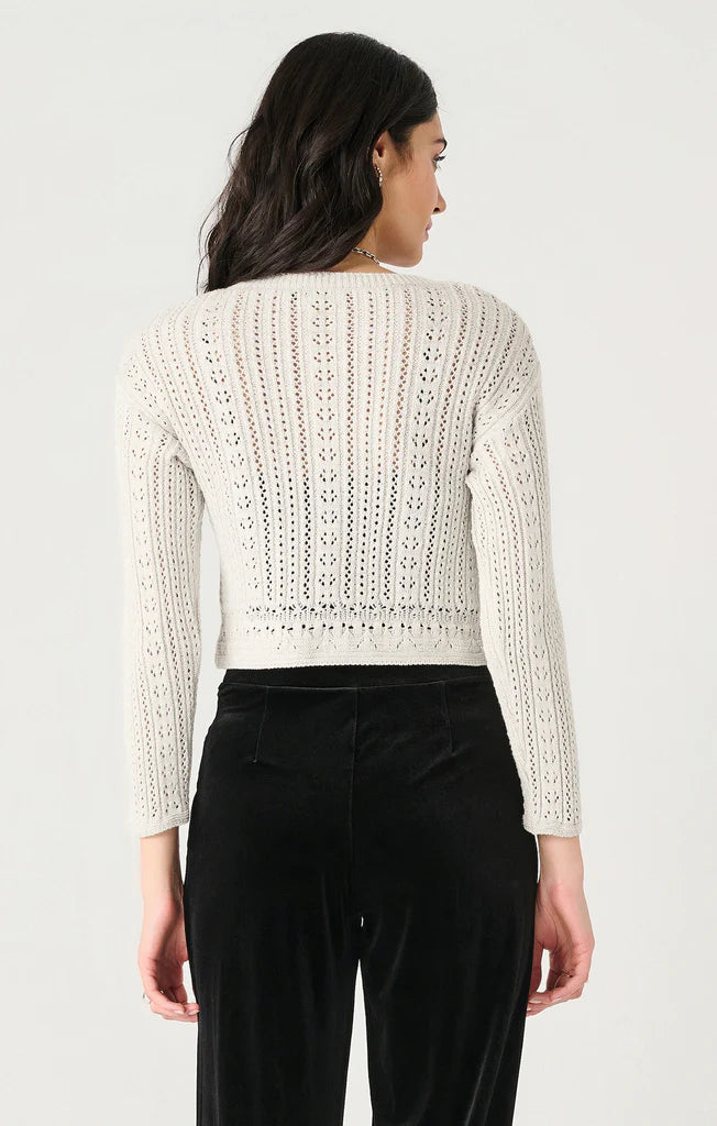 Dex Long Sleeve Crochet Shimmer Sweater