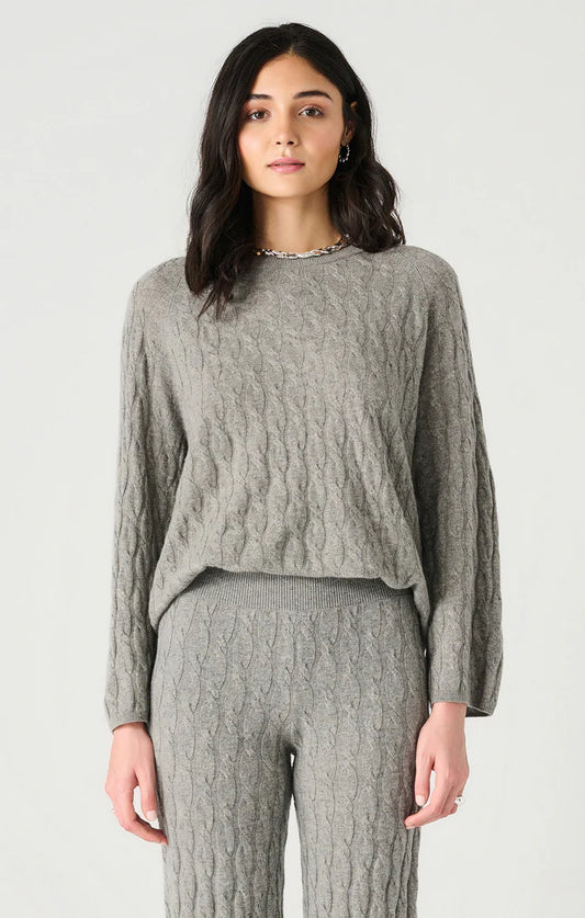 Dex Grey Long Sleeve Cable Knit Sweater