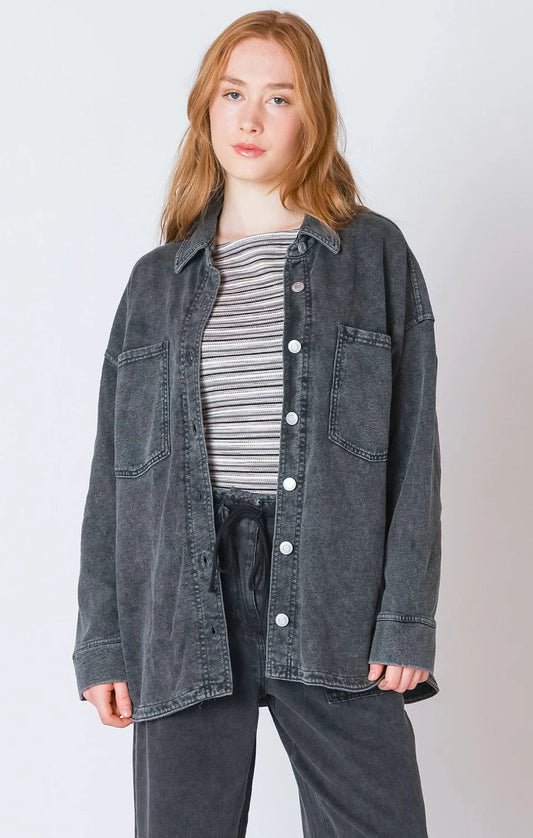 Dex Washed Black Knit Denim Jacket