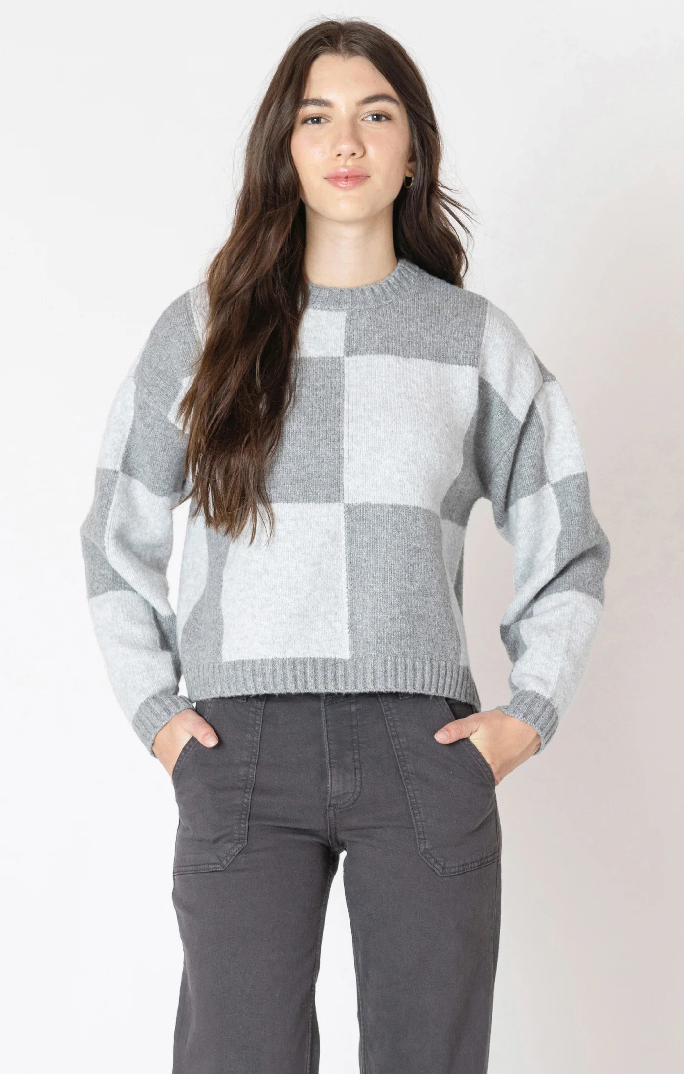 Dex Heather Grey Colorblock Sweater