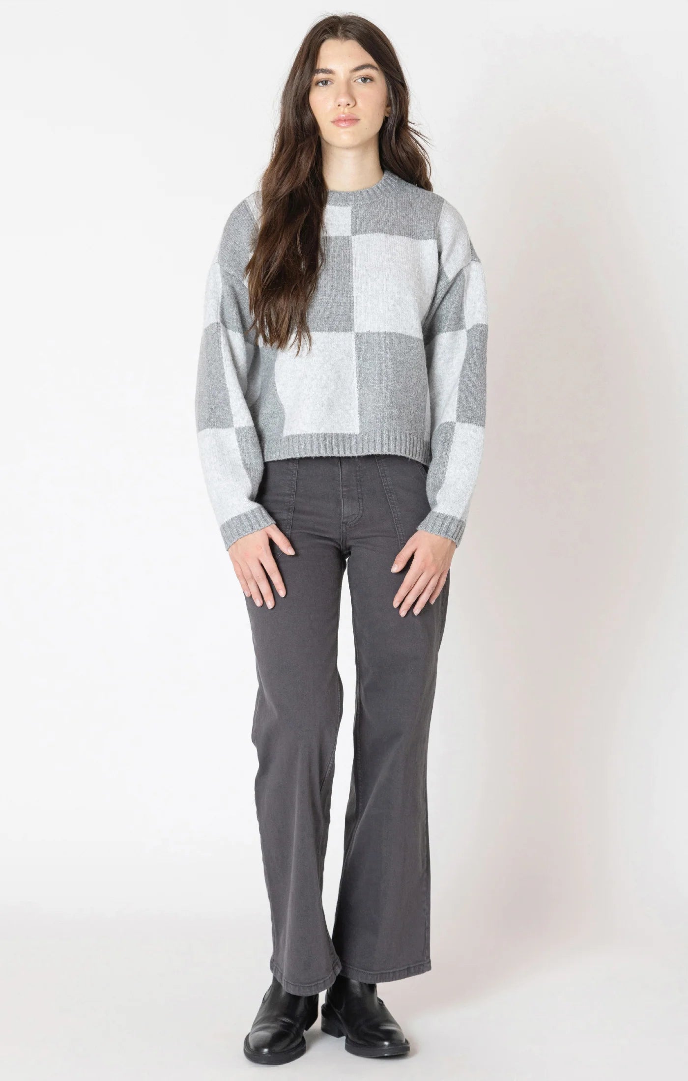 Dex Heather Grey Colorblock Sweater