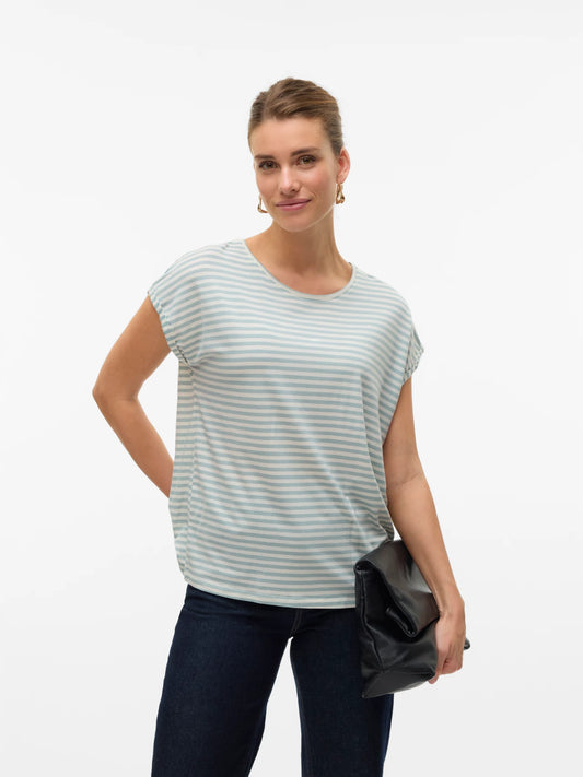 Vero Moda Grey Mist Striped Ava Tee