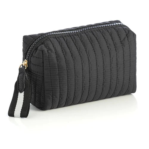 Shiraleah Black Large Ezra Quilted Cosmetic Pouch