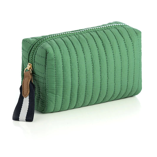 Shiraleah Green Small Ezra Quilted Cosmetic Pouch