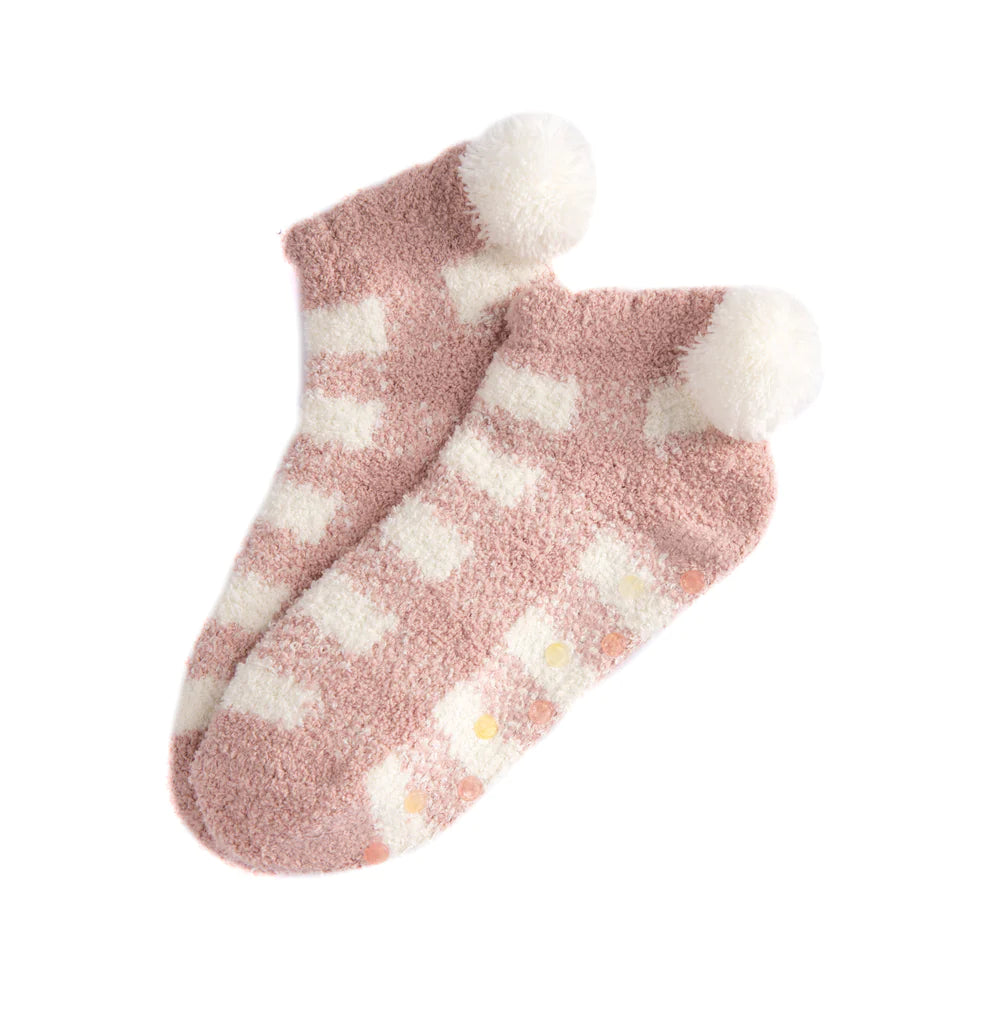 Shiraleah Blush Chloe Plaid Plush Socks