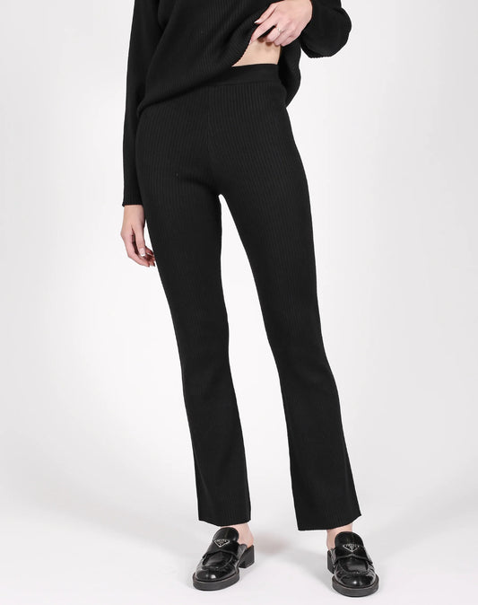 Brunette the Label The Ribbed Flared Pant | Black