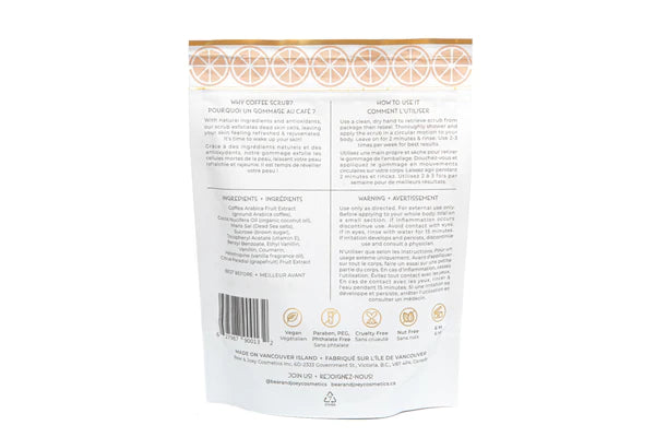 Bear & Joey Vanilla Grapefruit Exfoliating Coffee Scrub