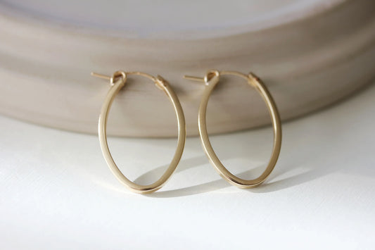 Little Gold Ellipse Hoops