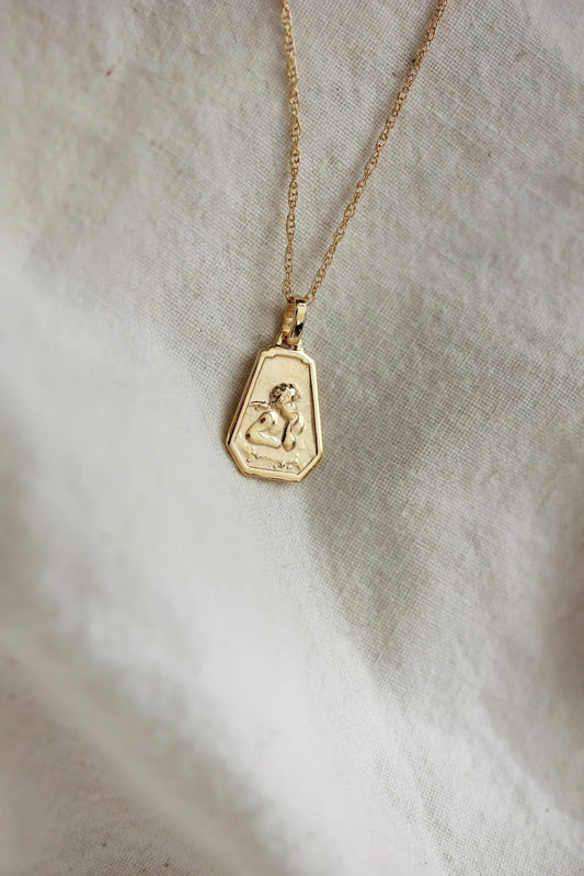 Little Gold Angel Face Necklace