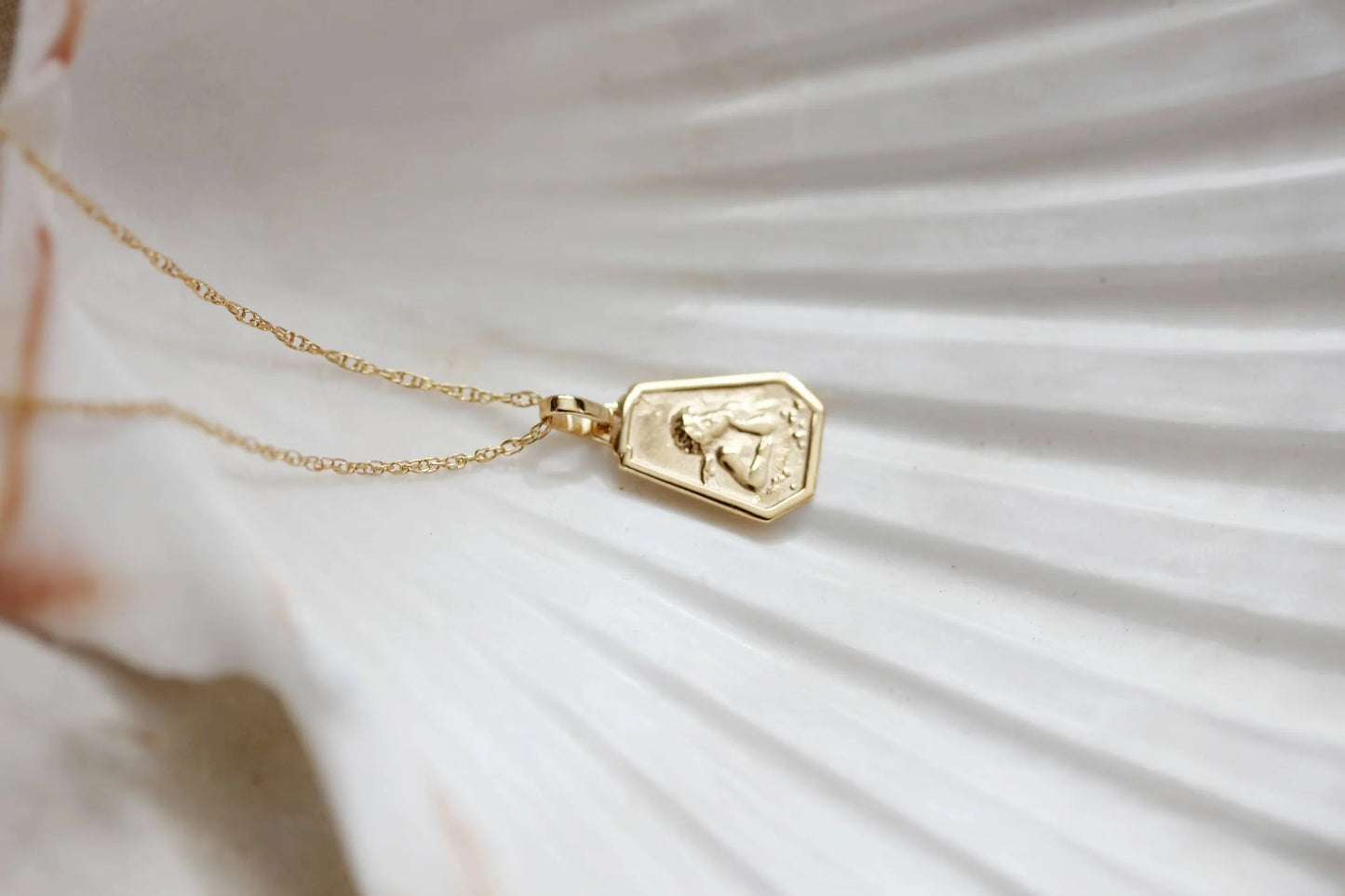 Little Gold Angel Face Necklace