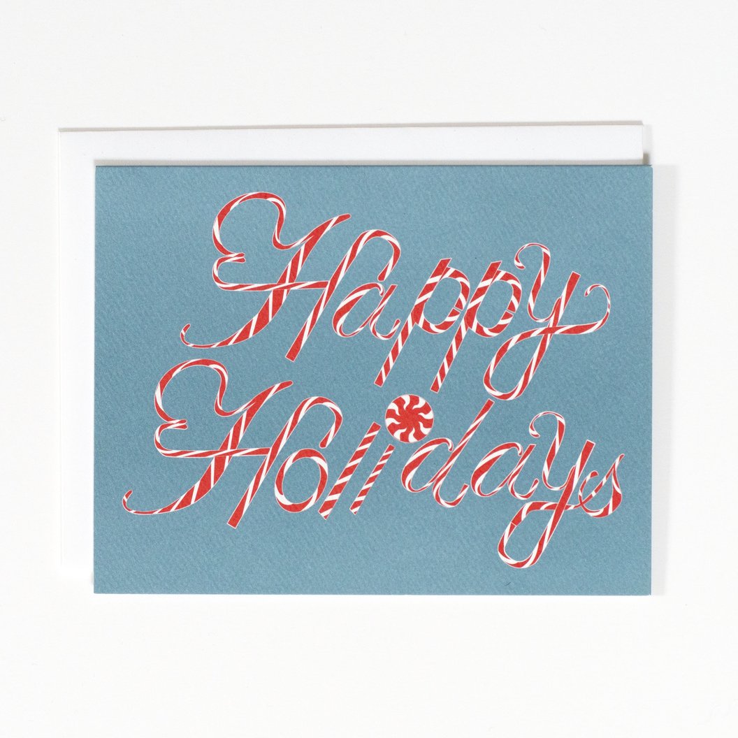 Banquet Happy Holiday Candy Cane Script