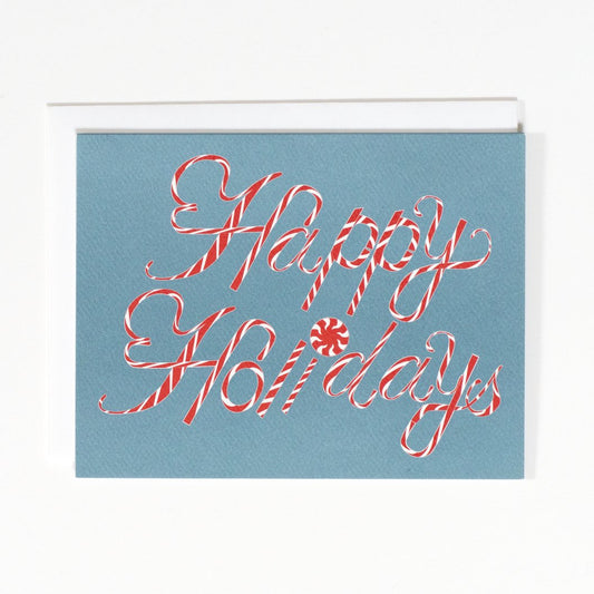 Banquet Happy Holiday Candy Cane Script