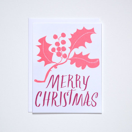 Banquet Neon Holly Merry Christmas Card