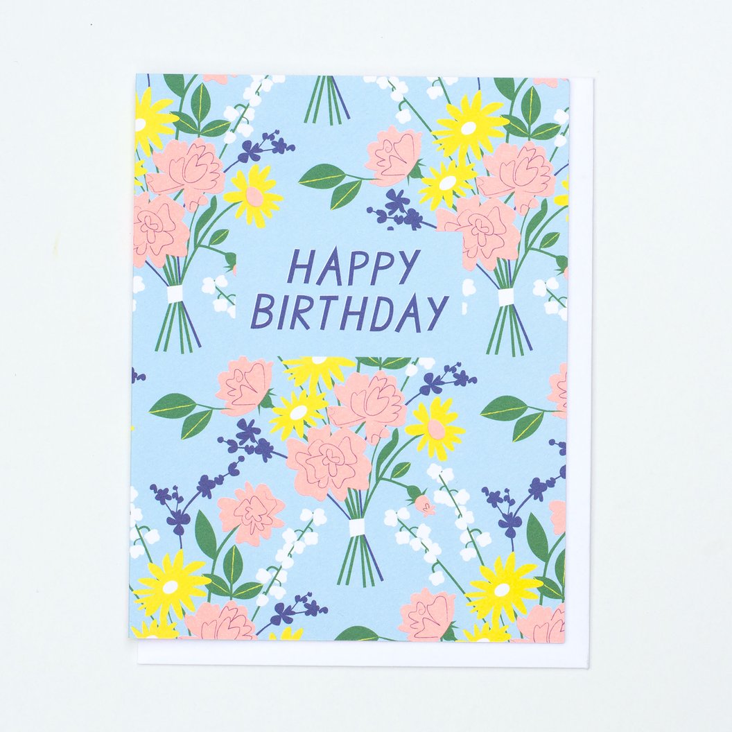 Banquet Blue & Yellow Vintage Birthday Card