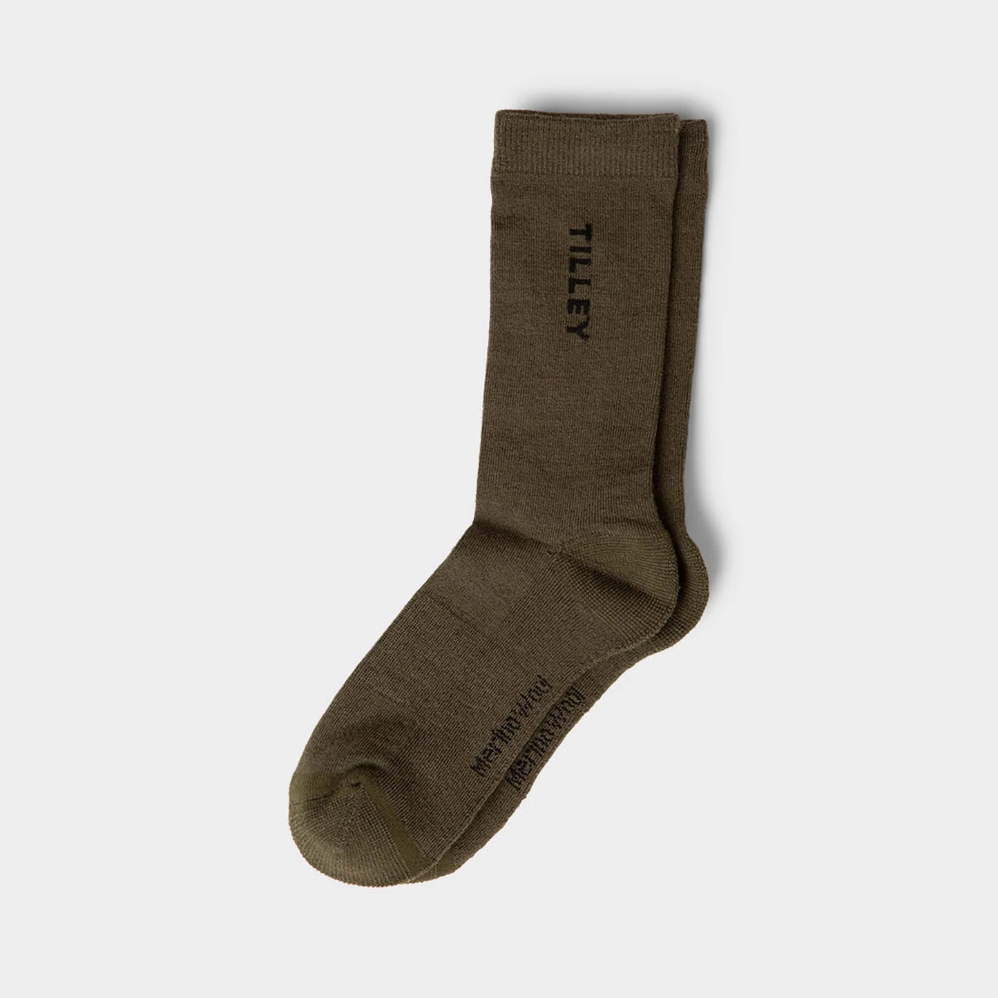 TILLEY Khaki Merino Wool Blend Outdoor Sock