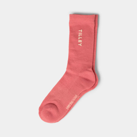 TILLEY Pink Merino Wool Blend Outdoor Sock