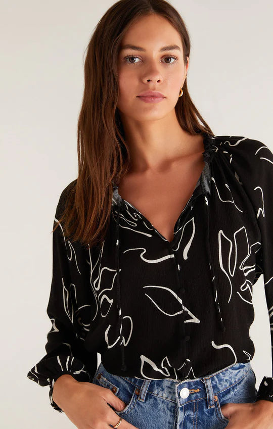 Z Supply Athena Abstract Floral Top