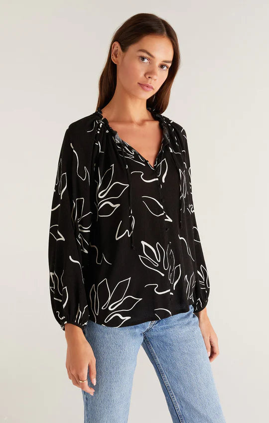 Z Supply Athena Abstract Floral Top