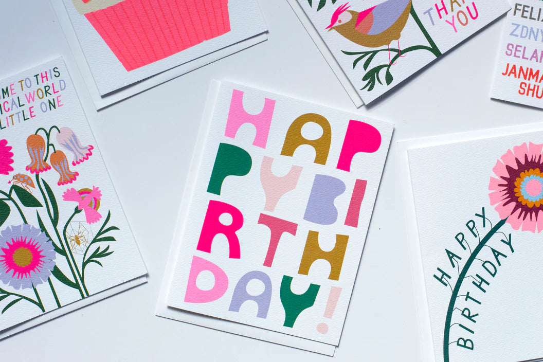 Banquet Block Letter Birthday Card