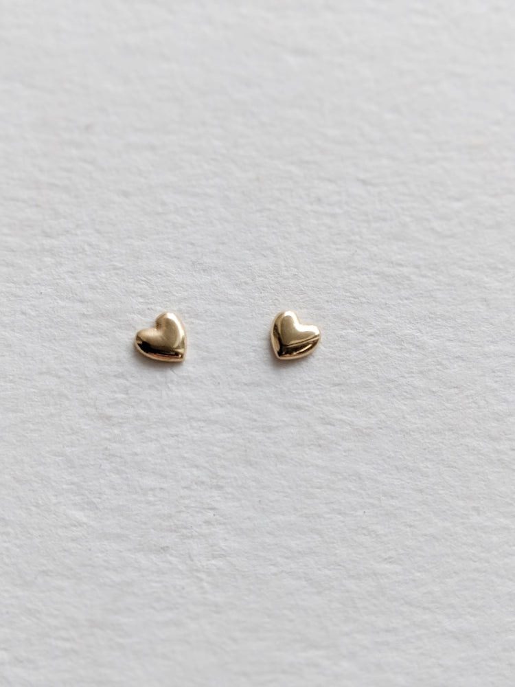 Little Gold Tiniest Heart Studs