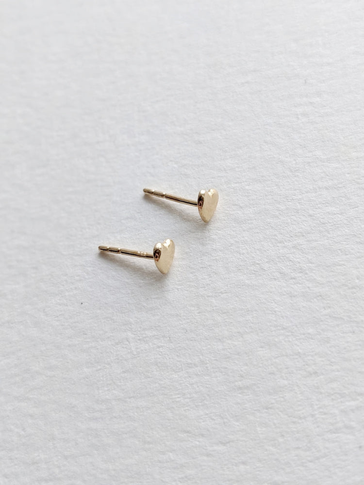 Little Gold Tiniest Heart Studs