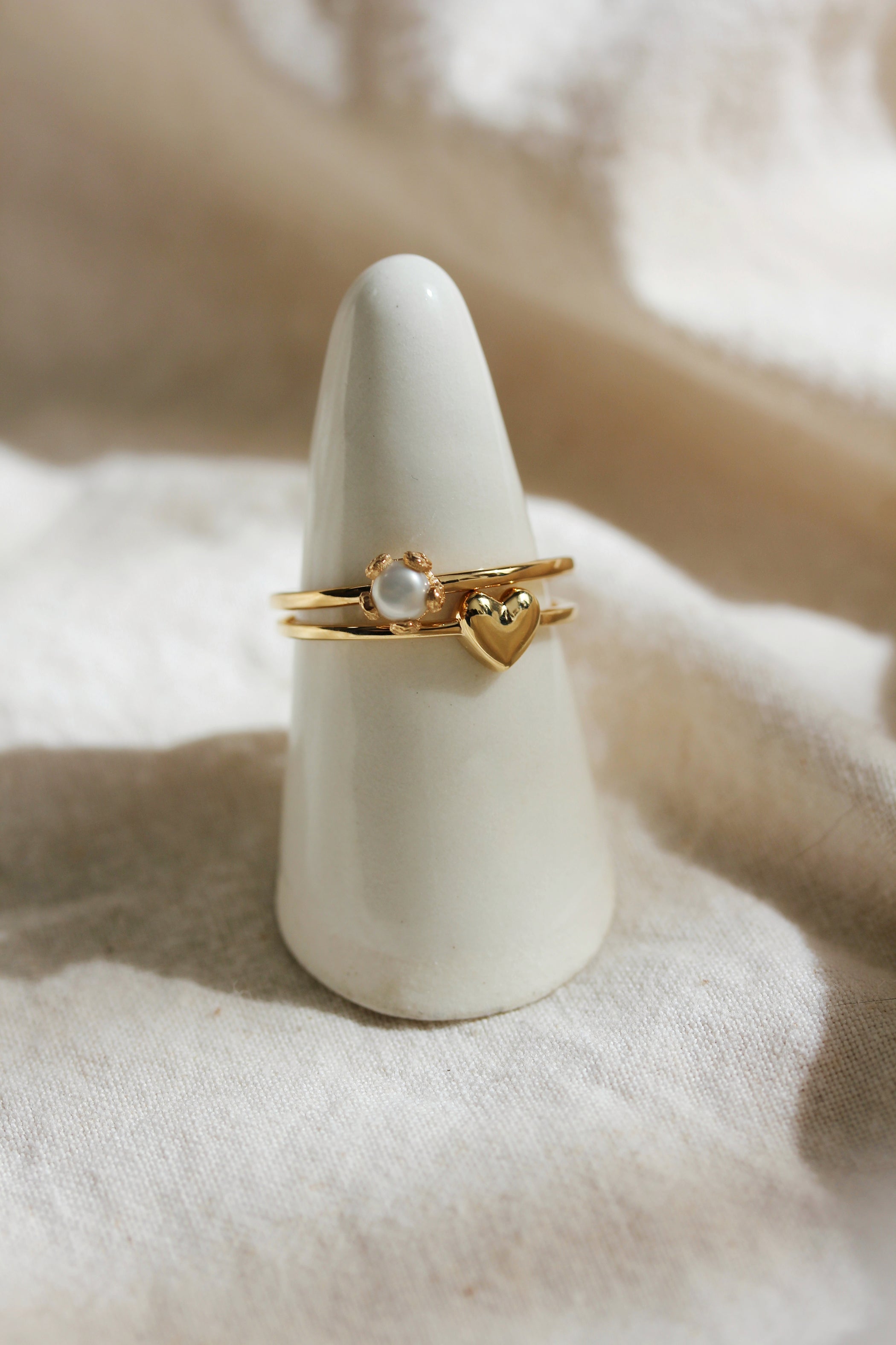 Little Gold Tiny Pearl Flower Ring